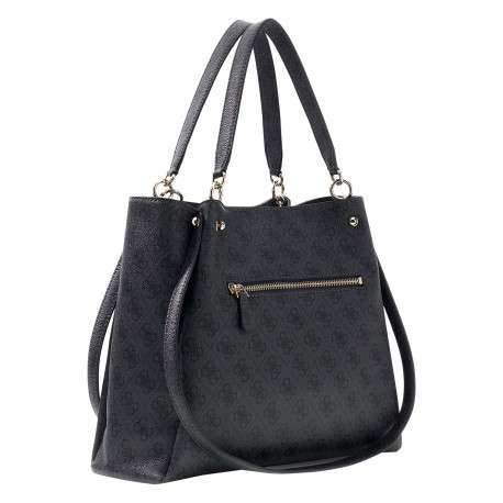 Sac à main Lorella noir porté épaule avec motifs monogrammes - Image 3