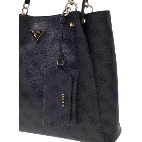 Sac à main Lorella noir porté épaule avec motifs monogrammes - Image 4