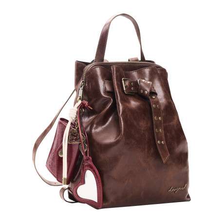 Sac à dos marron pourvu de multiples compartiments de rangement - Image 2