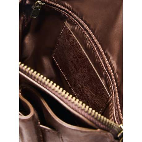 Sac à dos marron pourvu de multiples compartiments de rangement - Image 3