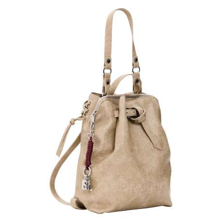 Sac à dos beige pourvu de multiples compartiments de rangement - Image 2