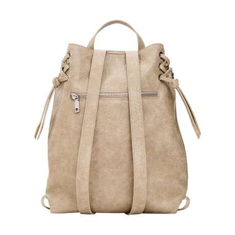Sac à dos beige pourvu de multiples compartiments de rangement - Image 4