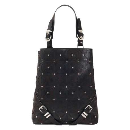 Sac à dos noir pourvu d'une anse et de découpes en forme de pétales
