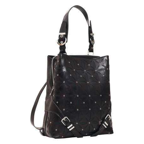 Sac à dos noir pourvu d'une anse et de découpes en forme de pétales - Image 2