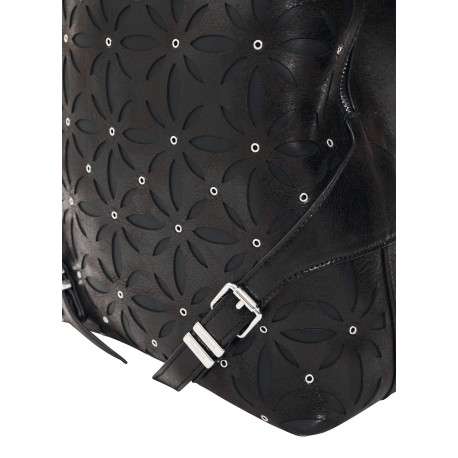 Sac à dos noir pourvu d'une anse et de découpes en forme de pétales - Image 5