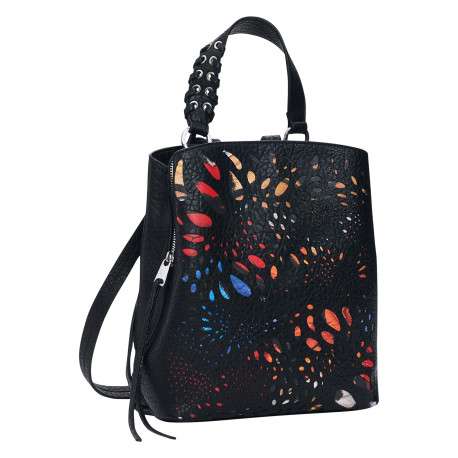 Sac à dos noir en maille texturée pourvu d'une fermeture zippée - Image 2