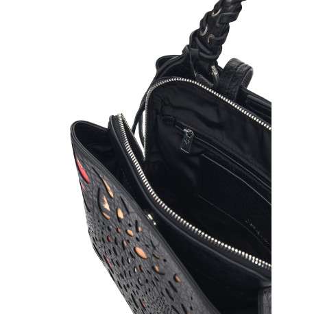 Sac à dos noir en maille texturée pourvu d'une fermeture zippée - Image 3
