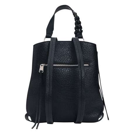 Sac à dos noir en maille texturée pourvu d'une fermeture zippée - Image 4