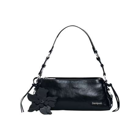 Sac à bandoulière horizontal noir pourvu d'une anse amovible