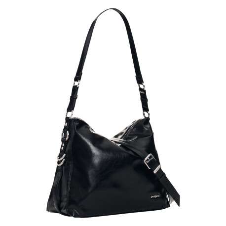 Sac à main porté épaule noir pourvu d'une bandoulière amovible - Image 2