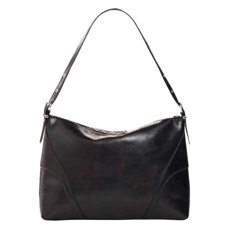 Sac à main porté épaule noir pourvu de découpes en forme de pétales - Image 4