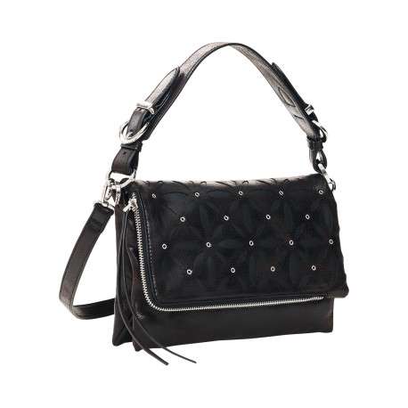 Sac à bandoulière noir pourvu de découpes en forme de pétales - Image 2