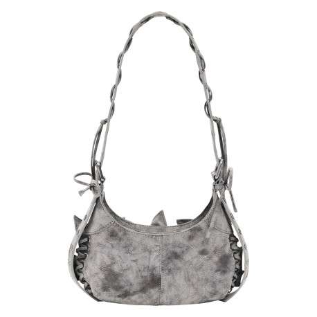 Sac à main gris pourvu d'une fermeture zippée et d'une anse ajustable - Image 4