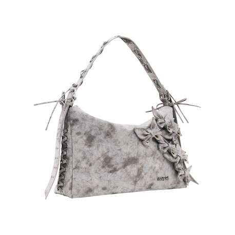 Sac à main gris pourvu d'une fermeture zippée et d'une anse ajustable - Image 2