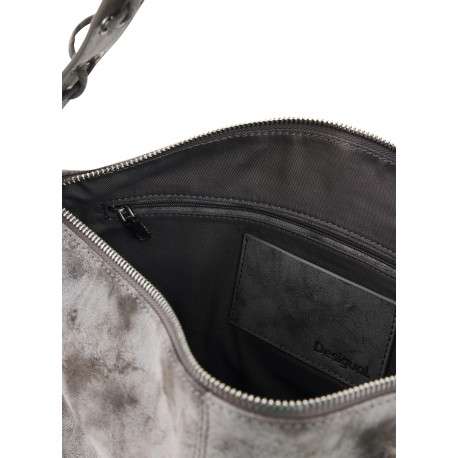 Sac à main gris pourvu d'une fermeture zippée et d'une anse ajustable - Image 3