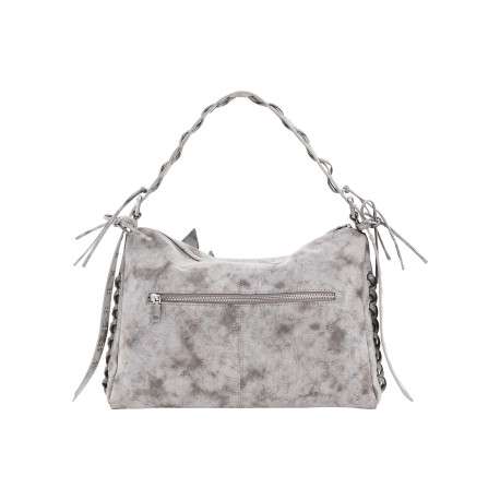 Sac à main gris pourvu d'une fermeture zippée et d'une anse ajustable - Image 4