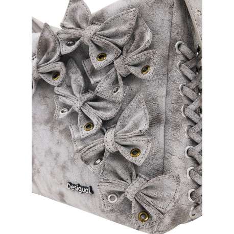 Sac à main gris pourvu d'une fermeture zippée et d'une anse ajustable - Image 5