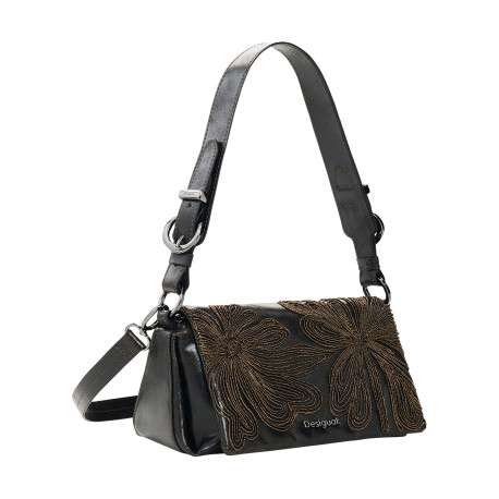 Sac à bandoulière marron vieilli pourvu d'un design au motif floral - Image 2