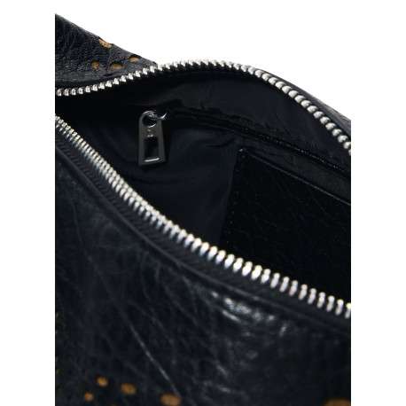 Sac à bandoulière horizontal noir uni pourvu d'une bandoulière réglable - Image 3