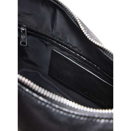 Sac à main porté épaule noir pourvu d'une anse réglable avec boucles métalliques - Image 3