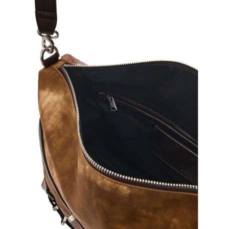 Sac à main porté épaule brun pourvu d'une anse plate amovible - Image 3