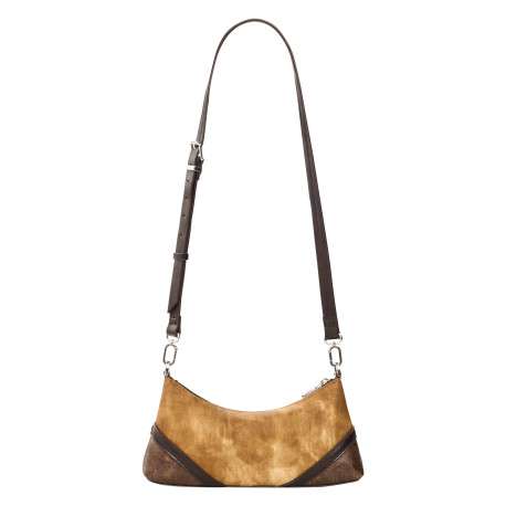Sac à bandoulière brun format hobo compact pourvu d'une anse plate amovible - Image 4