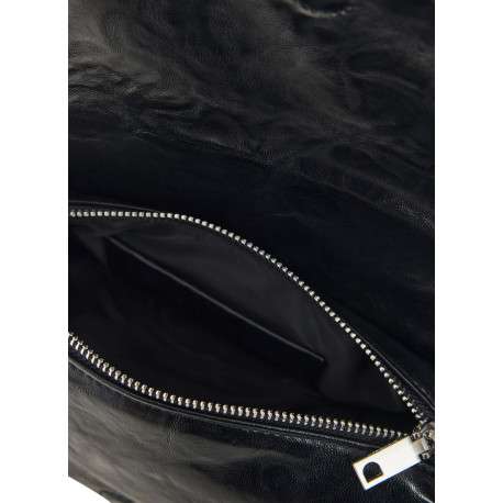 Sac à bandoulière noir à rabat pourvu d'une anse tressée amovible - Image 3