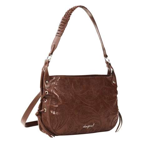 Sac à bandoulière brun pourvu d'une anse amovible et d'une fermeture zippée - Image 2