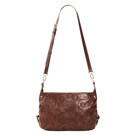 Sac à bandoulière brun pourvu d'une anse amovible et d'une fermeture zippée - Image 4