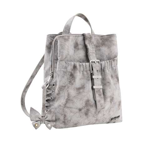 Sac à dos gris pourvu d'une fermeture zippée et d'un porte-clés amovible - Image 2