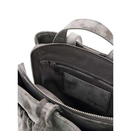 Sac à dos gris pourvu d'une fermeture zippée et d'un porte-clés amovible - Image 3