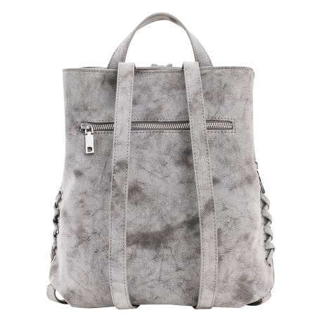 Sac à dos gris pourvu d'une fermeture zippée et d'un porte-clés amovible - Image 4
