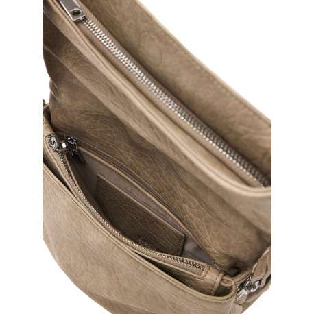 Sac à bandoulière beige pourvu de multiples compartiments de rangement - Image 3