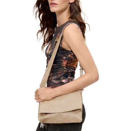Sac à bandoulière beige pourvu de multiples compartiments de rangement - Image 6
