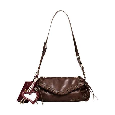 Sac à bandoulière marron vieilli pourvu d'une bandoulière réglable