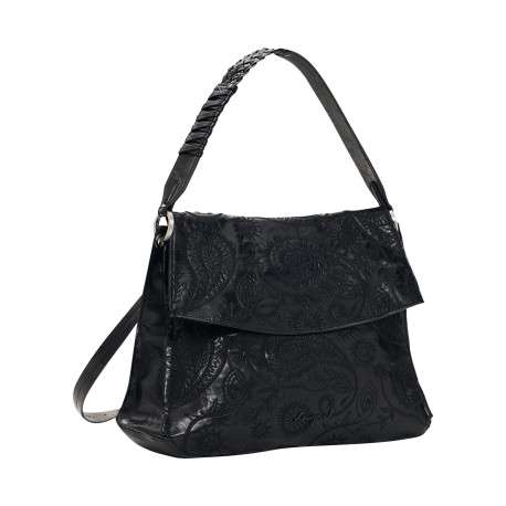 Sac à dos noir texturé pourvu de bretelles et d'une anse amovibles - Image 2