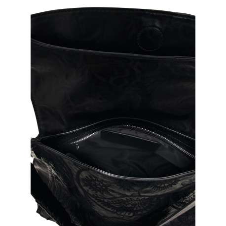 Sac à dos noir texturé pourvu de bretelles et d'une anse amovibles - Image 3