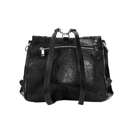 Sac à dos noir texturé pourvu de bretelles et d'une anse amovibles - Image 4