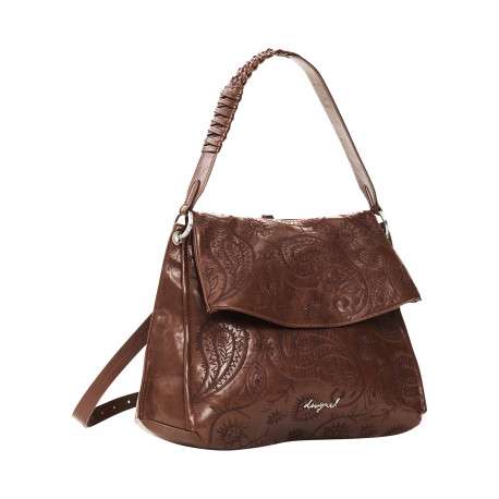 Sac à dos brun texturé pourvu de bretelles et d'une anse amovibles - Image 2