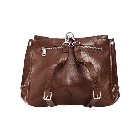 Sac à dos brun texturé pourvu de bretelles et d'une anse amovibles - Image 4