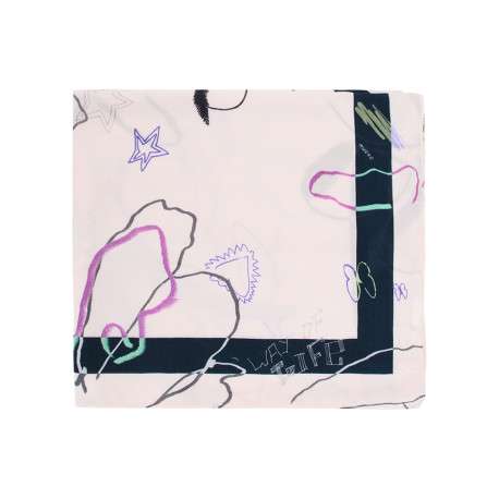 Foulard écru forme rectangulaire pourvu de divers motifs floraux - Image 4