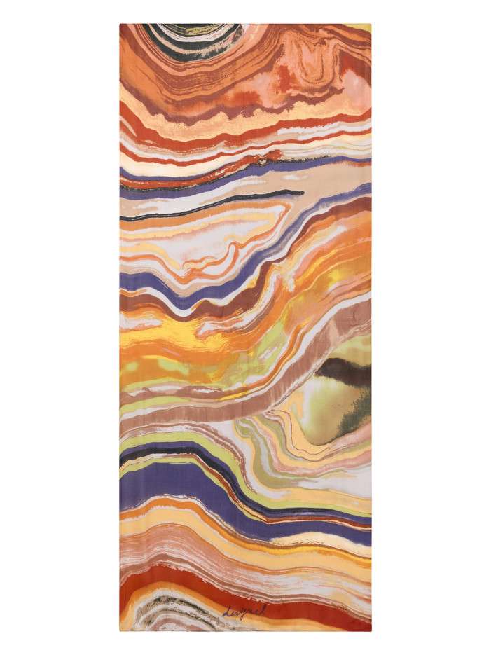 Foulard multicolore forme rectangulaire pourvu du nom de la marque - Image 2