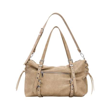 Sac à main beige pourvu de multiples compartiments de rangement - Image 4
