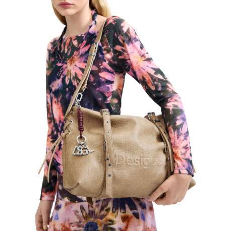 Sac à main beige pourvu de multiples compartiments de rangement - Image 6