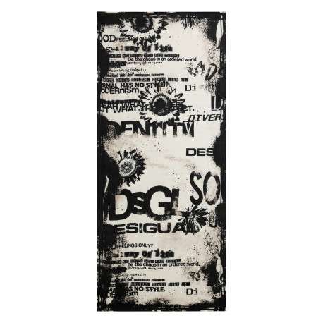 Foulard blanc forme rectangulaire pourvu du nom de la marque - Image 2