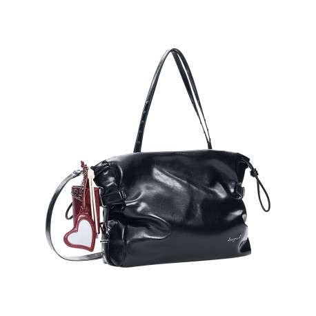 Sac à main porté épaule noir pourvu d'une bandoulière réglable - Image 2