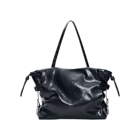 Sac à main porté épaule noir pourvu d'une bandoulière réglable - Image 4