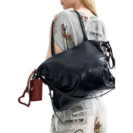 Sac à main porté épaule noir pourvu d'une bandoulière réglable - Image 6
