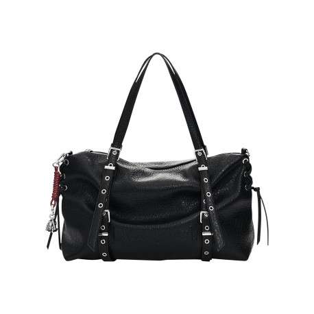 Sac à main noir pourvu de multiples compartiments de rangement