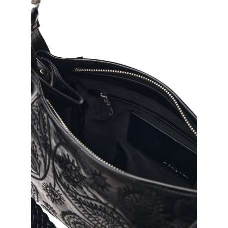 Sac à bandoulière noir pourvu d'une anse amovible et d'une fermeture zippée - Image 3